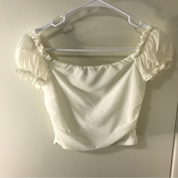 3/$15 Tic toc off white ruched corset crop top size Small - Picture 2 of 8